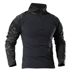 StealthWeave tactical shirt in Black Multicam, black body with camo sleeves