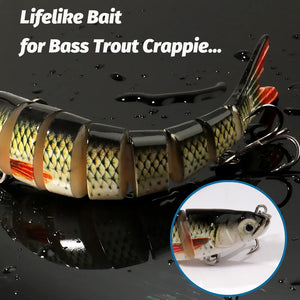 Close-up of a jointed swimbait's segmented body