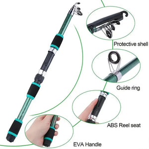 Telescopic rod parts: tip cover, guide ring, reel seat and EVA handle