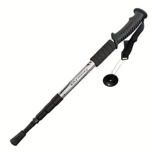 Silver RidgeWalk trekking pole folded short, with grip, foam, wrist strap and small basket