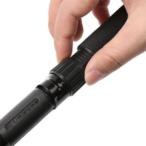 Close-up of the screw reel seat on a telescopic fishing rod