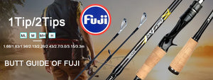 Fishing rod banner showing tip options and a cork handle