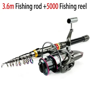 3.6 m telescopic rod with 5000 spinning reel, rod and reel combo