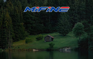 Forest lake scene banner for the telescopic fishing rod