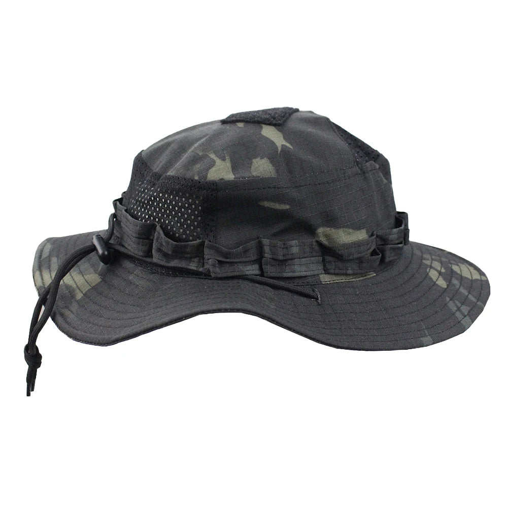 Camo boonie hat in multicam, with all 12 patterns shown below