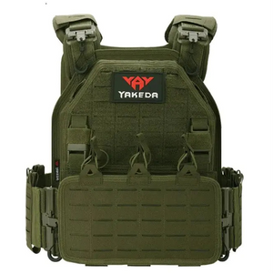 Army green vest, front view, second copy of the same photo at a new crop