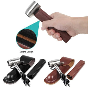Grip sleeve with hook-and-loop wrapped around the auger handle