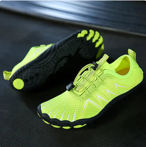 Elite Fusion 7 barefoot shoes in fluorescent green
